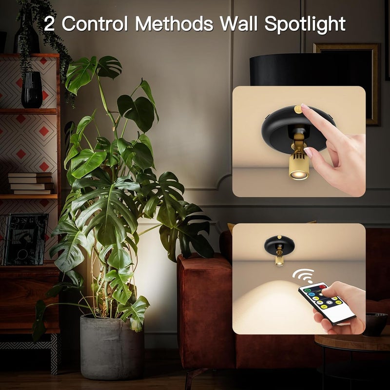 Arixinks Indoor Plant Spotlight Battery Operated,Picture Light with Remote,Wall Painting Uplight,Wireless Dimmable Timer ,Spot Light for Plants Trees Pictures Display Painting Art Frame Gallery Portrait - Image 3
